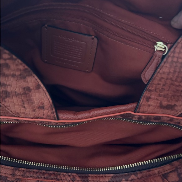 Coach Terracotta Leather & Python Shoulder Bag - Picture 6 of 11